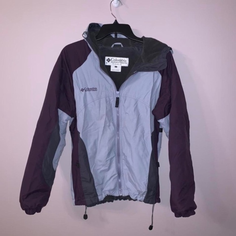 Columbia sports Company vintage puffer coat jacket women’s large blue and purple